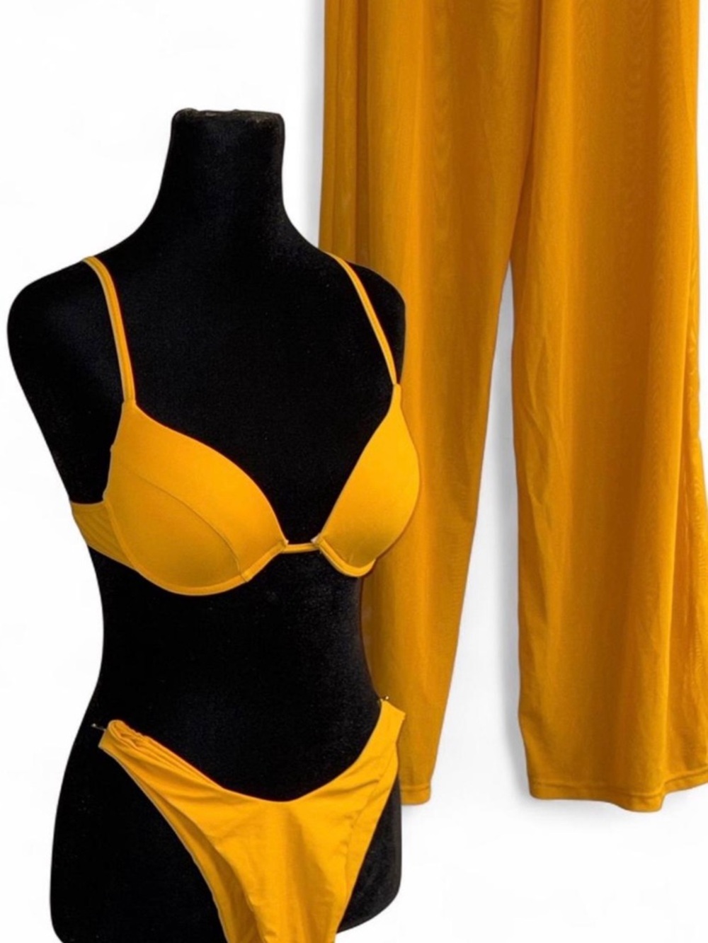 Mustard Yellow Two-Piece Bikini Set - Sleek Women's Swimwear